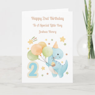 Carte de garçon d'anniversaire du ballons Dinosaur