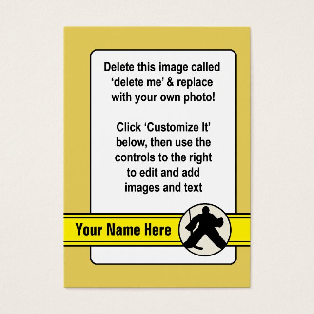 Carte de gardien de but de hockey personnalisable (Devant)