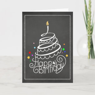 Carte de gâteau d'anniversaire Chalkboard