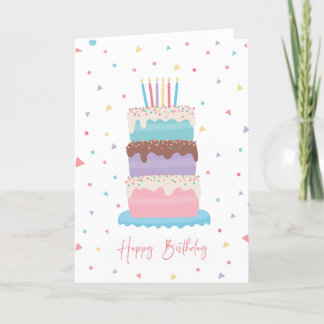 Carte de gâteau d'anniversaire Confetti