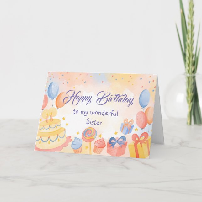 Carte de gâteau d'anniversaire de Soeur amusante (Devant)