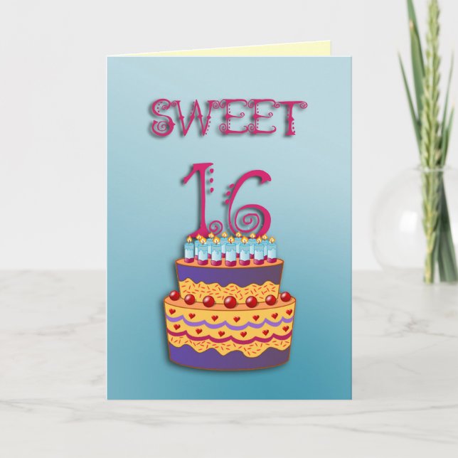 Carte de gâteau d'anniversaire du bonbon 16 (Devant)