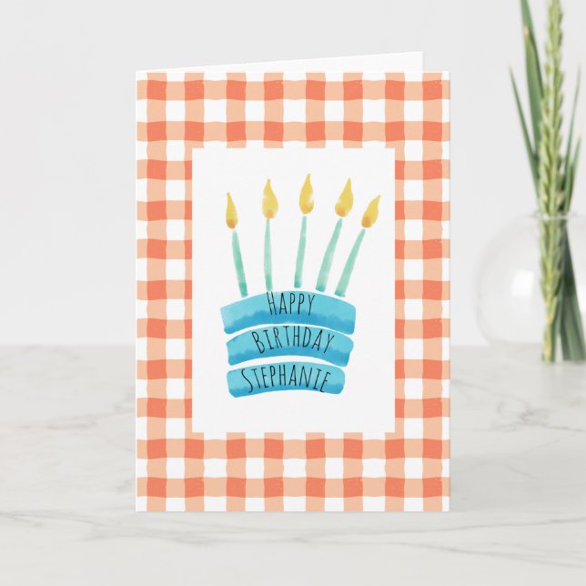 Carte de gâteau d'anniversaire joyeuse, personnali (Devant)