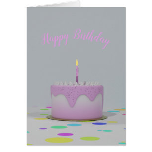 Carte de gâteau d'anniversaire rose
