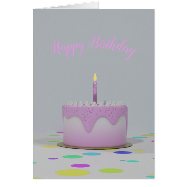 Carte de gâteau d'anniversaire rose (Devant)