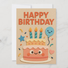 Carte de gâteau d'anniversaire souriant