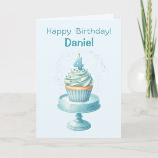 Carte de gâteau personnalisée 4e anniversaire