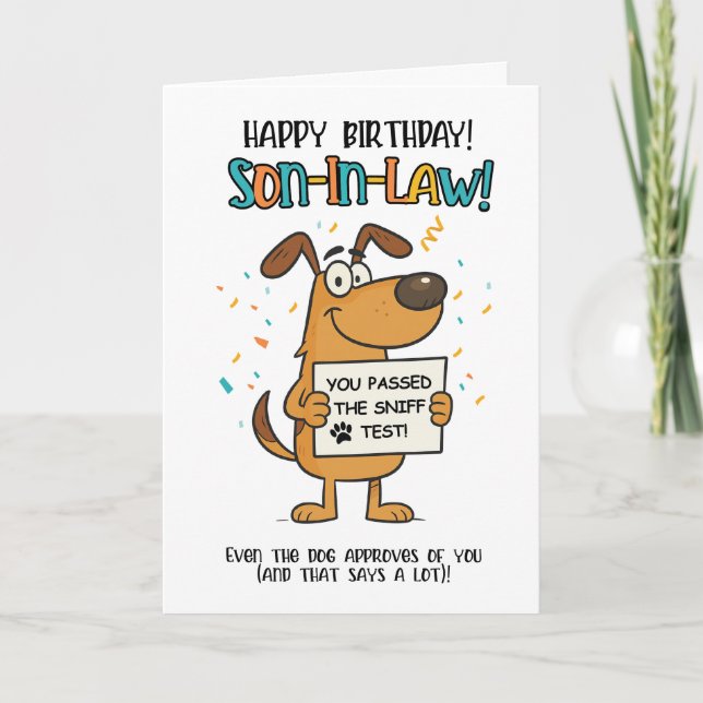 Carte de gendre de chien amusant - Humour de test  (Devant)