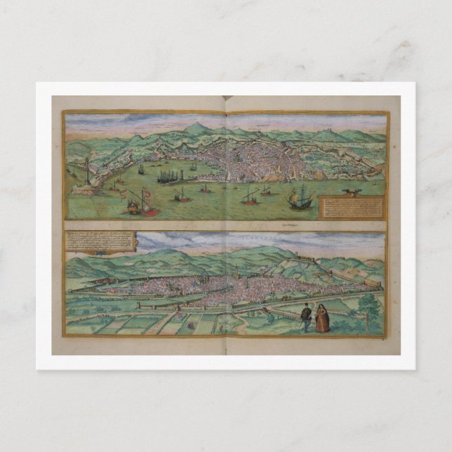 Carte de Gênes et Florence, de 'Civitates Orbis T (Devant)