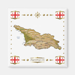 Carte de Géorgie + Magnet des drapeaux