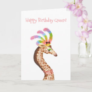 Carte de girafe fabuleuse "Bonne reine d'anniversa