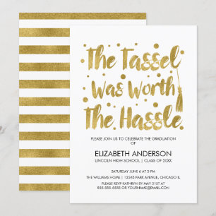 Carte de graduation Gold & White Tassel