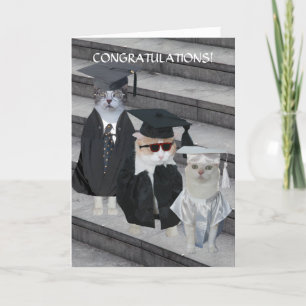Carte de graduation personnalisable pour chats et 