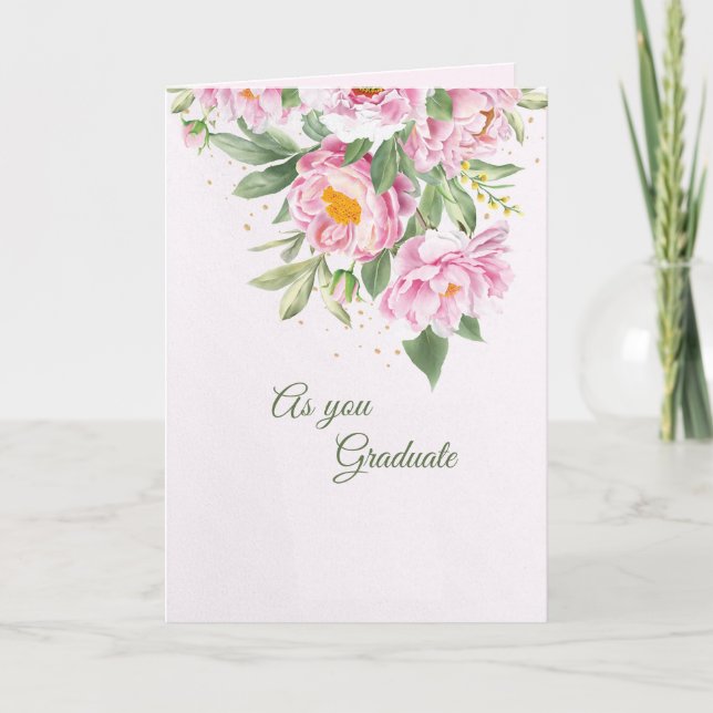 Carte de graduation Pink Peonies (Devant)