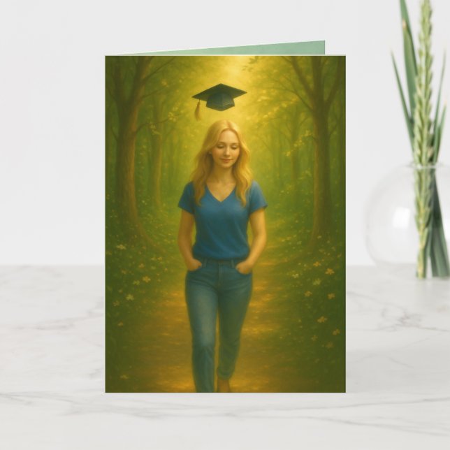 Carte de graduation pliée personnalisée Cheveux bl (Devant)