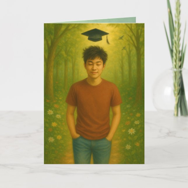 Carte de graduation pliée personnalisée Homme Chev (Devant)