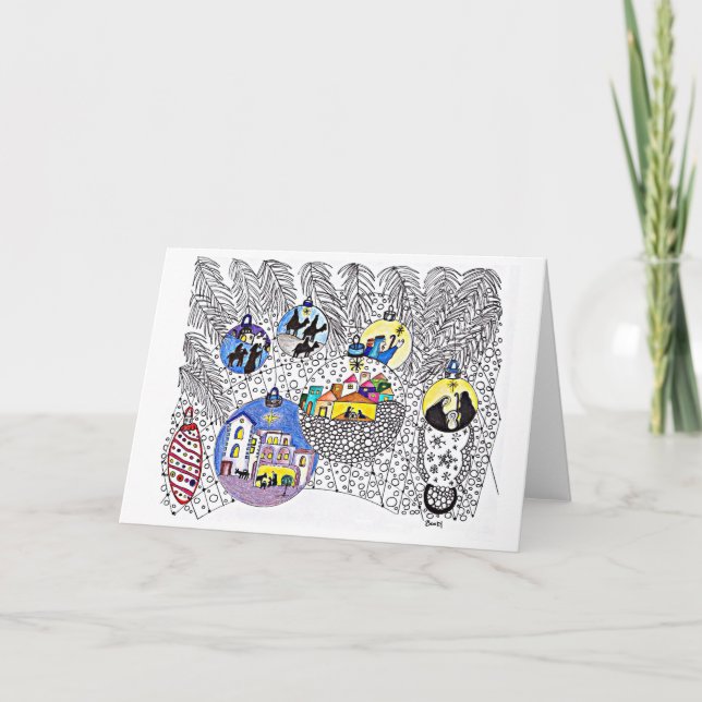 Carte de griffonnage d'ornements de Noël (Devant)