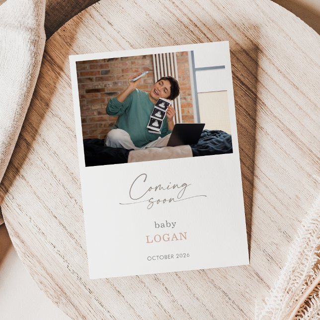 Carte de grossesse Chic Calligraphie Pastel à veni (Créateur téléchargé)