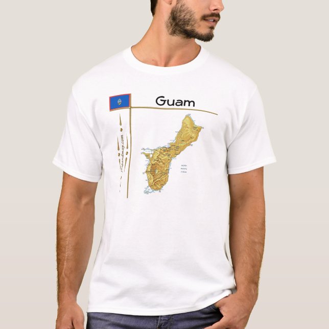 Carte de Guam + Indicateur + Titre T-shirt (Devant)