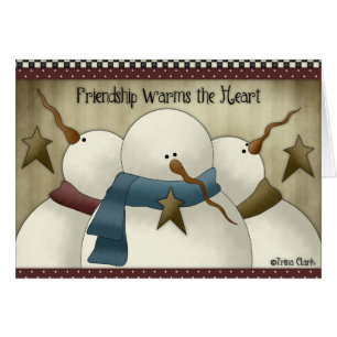 Carte de guerre d'amitié de bonhomme de neige qui
