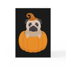 Carte de Halloween de carlin et de citrouille