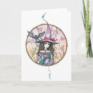Carte de Halloween de chat sorcière par Molly Harr