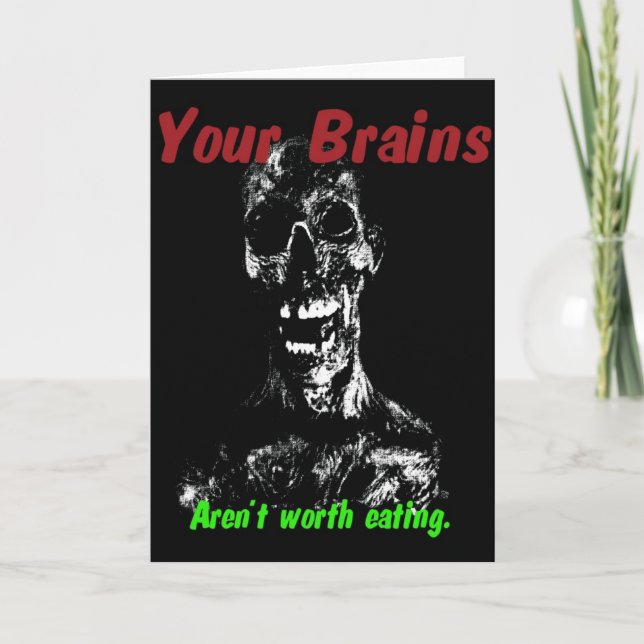 Carte de Halloween de zombi : Cerveaux pas (Devant)