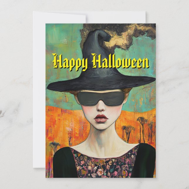 Carte de Halloween ensorcelée (Devant)