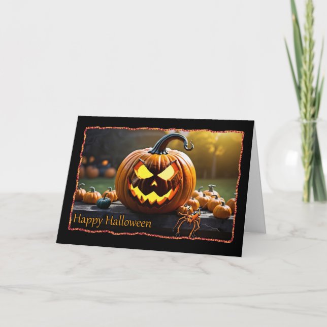 Carte de Halloween Jack-o'-Lantern menaçante (Devant)