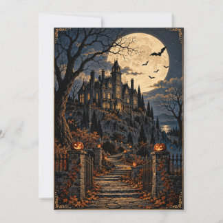 Carte de Halloween Manoir Hanté sous la Lune