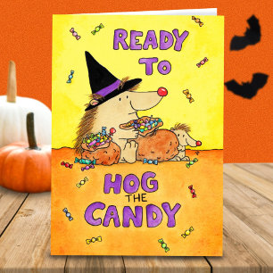 Carte de Halloween mignonne et drôle de hérisson –