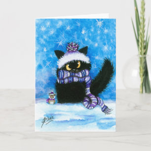 Carte de hamster de chat de neige d'hiver par