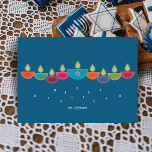 Carte de Hanukkah Menorah de lampes à huile colo