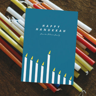 Carte de Hanukkah minimaliste moderne sarcelle et 