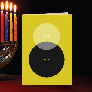 Carte de Hanukkah Moderne Lumière & Amour Or & Noi