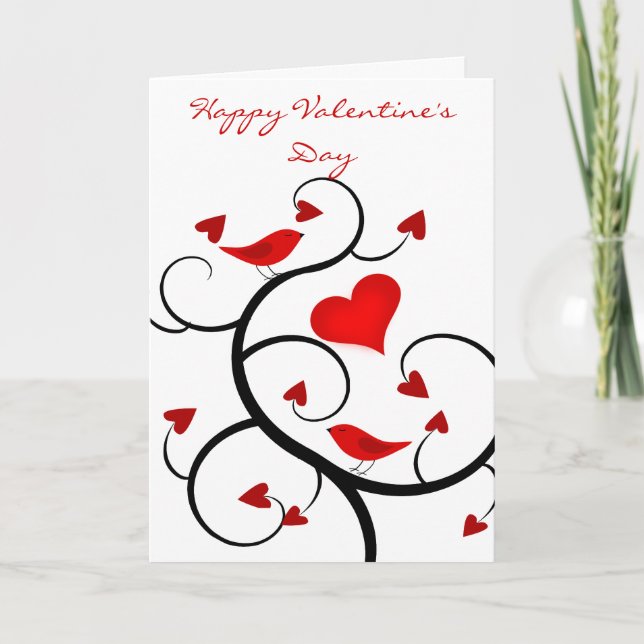 Carte de heureuse Sainte-Valentin de cardinaux et (Devant)