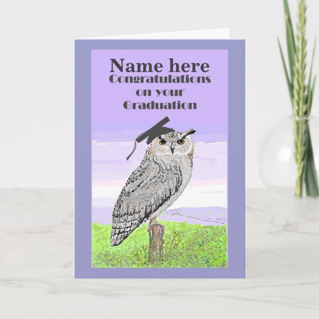 Carte de hibou de félicitations d'obtention du (Devant)