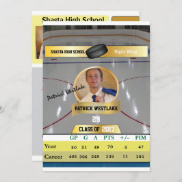 Carte de hockey W/Stats Grad Invitations - or