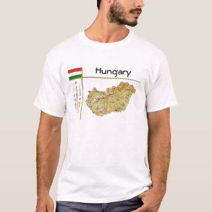 Carte de Hongrie + Drapeau + Titre T-shirt