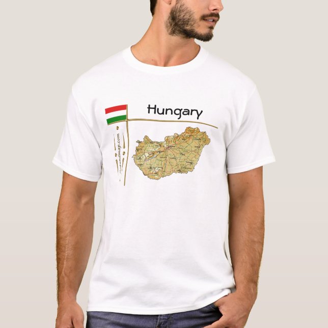 Carte de Hongrie + Drapeau + Titre T-shirt (Devant)