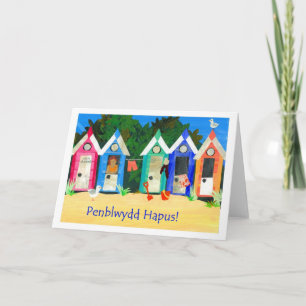 Carte de huttes de plage d'anniversaire -