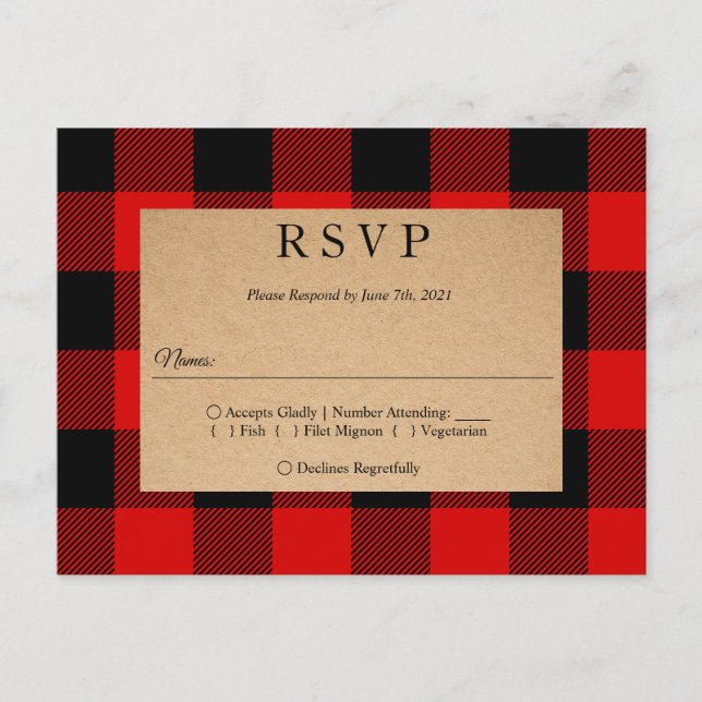 Carte de invitation artisanale vintage à carreaux  (Devant)