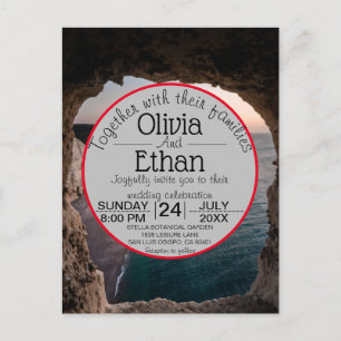 Carte de invitation de mariage de plage sur le bor