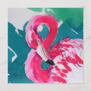 Carte de Invitation Flamant rose Tropical Hot Pink