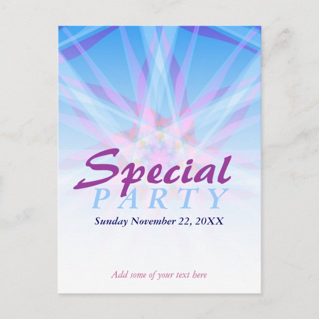 Carte de invitation spéciale pour une fête modèle (Devant)