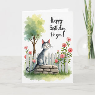 Carte de jardin féerique pour chat d'anniversaire