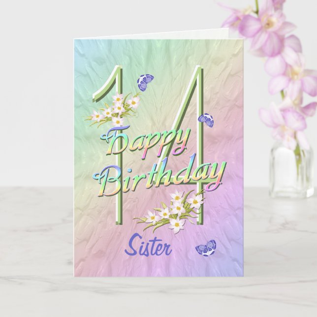 Carte de jardin papillon Soeur 14e anniversaire (Orchidée)