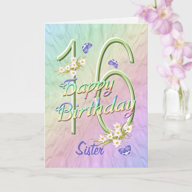 Carte de jardin papillon Soeur 16e anniversaire (Orchidée)