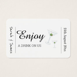 Carte de jeton de réception du Mariage bar de bill