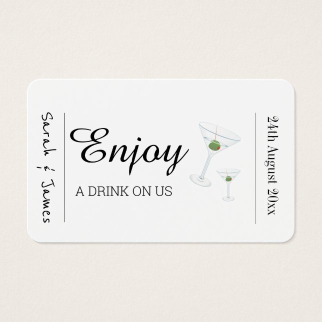 Carte de jeton de réception du Mariage bar de bill (Devant)